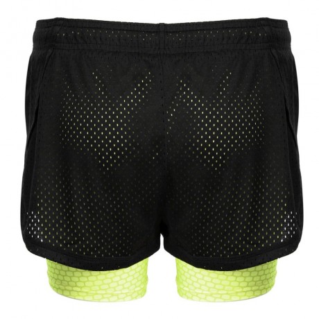 ACTIVE ELASTIC WAIST COLOR BLOCK YOGA SHORTS FOR WOMEN