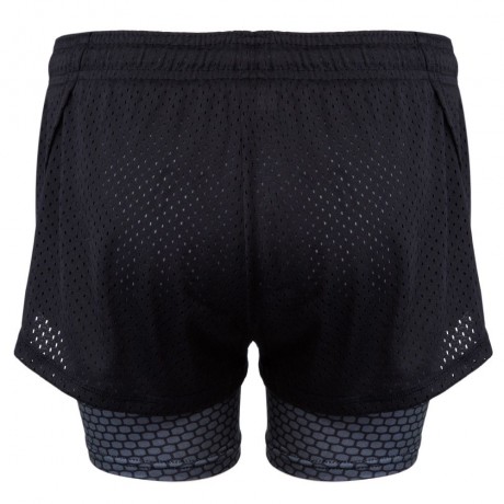 ACTIVE ELASTIC WAIST COLOR BLOCK YOGA SHORTS FOR WOMEN
