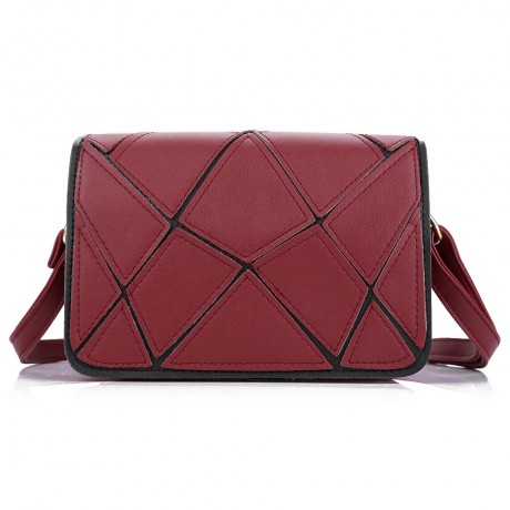 GUAPABIEN WATER CUBE PATCHWORK COVER SHOULDER MESSENGER BAG FOR LADY