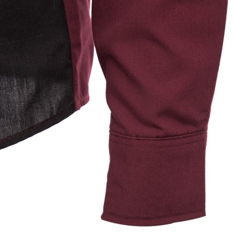 CASUAL TURN DOWN COLLAR LONG SLEEVE POCKET COLOR BLOCK SHIRT FOR MEN