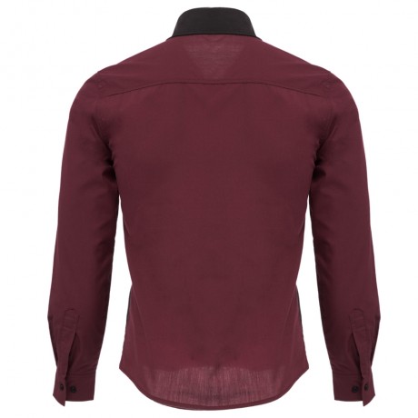 CASUAL TURN DOWN COLLAR LONG SLEEVE POCKET COLOR BLOCK SHIRT FOR MEN