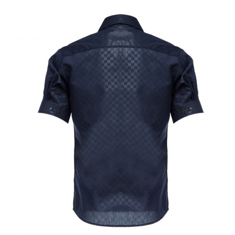 TRENDY TURN DOWN COLLAR SHORT SLEEVE SHEATHY SHIRT FOR MEN