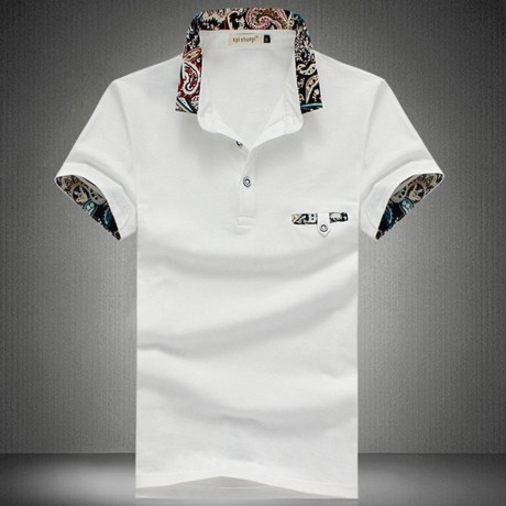 STYLISH TURN COLLAR SHORT SLEEVE SPLICED PRINTED SHEATHY SHIRT FOR MEN