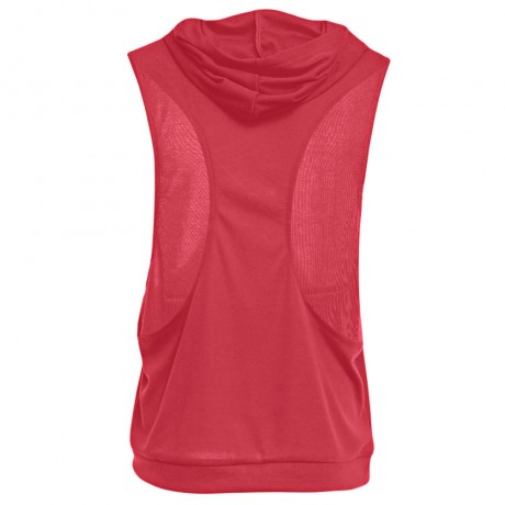 SIMPLE DESIGN HOODED SLEEVELESS FRONT POCKET SOLID COLOR T-SHIRT FOR MEN