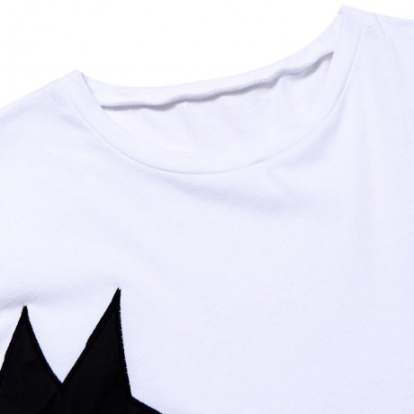 STYLISH ROUND COLLAR SHORT SLEEVE ANIMAL PRINT SIDE TASSEL COLOR BLOCK CROP TOP FOR WOMEN