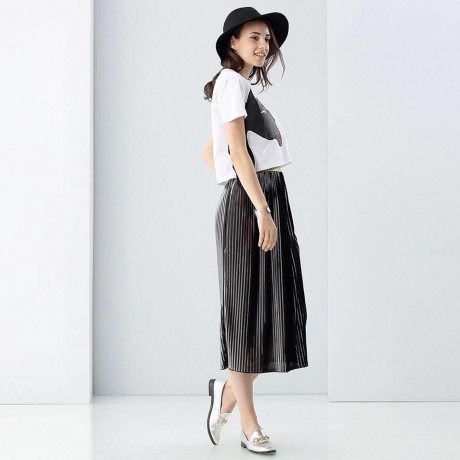 STYLISH ROUND COLLAR SHORT SLEEVE ANIMAL PRINT SIDE TASSEL COLOR BLOCK CROP TOP FOR WOMEN