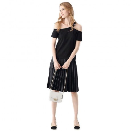 CASUAL OFF THE SHOULDER SHORT SLEEVE HOLLOW OUT SLIM T-SHIRT FOR WOMEN