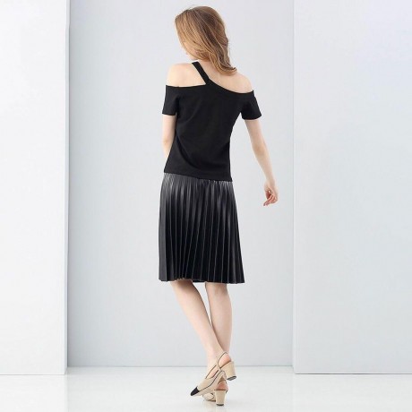 CASUAL OFF THE SHOULDER SHORT SLEEVE HOLLOW OUT SLIM T-SHIRT FOR WOMEN