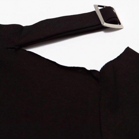 CASUAL OFF THE SHOULDER SHORT SLEEVE HOLLOW OUT SLIM T-SHIRT FOR WOMEN