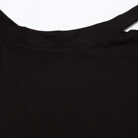 CASUAL OFF THE SHOULDER SHORT SLEEVE HOLLOW OUT SLIM T-SHIRT FOR WOMEN