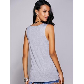 CASUAL SCOOP NECK PRINTED STUDDED TEE FOR WOMEN