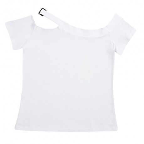 CASUAL OFF THE SHOULDER SHORT SLEEVE HOLLOW OUT SLIM T-SHIRT FOR WOMEN