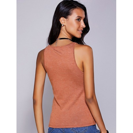 CASUAL ROUND NECK SOLID COLOR TANK TOP FOR WOMEN