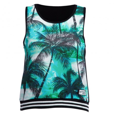TRENDY ROUND COLLAR SEELELESS PRINT SLIM TANK TOP FOR WOMEN