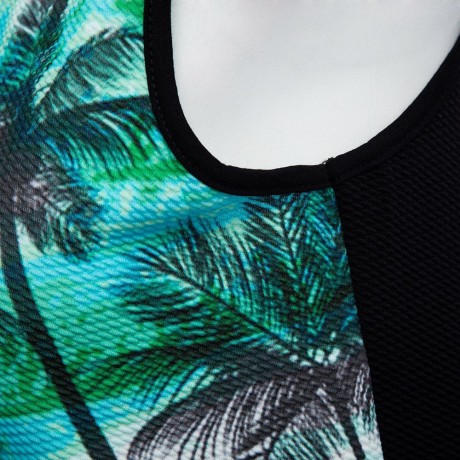 TRENDY ROUND COLLAR SEELELESS PRINT SLIM TANK TOP FOR WOMEN