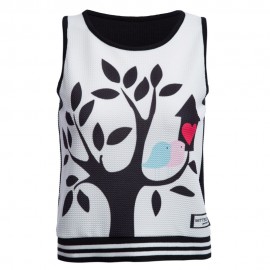 TRENDY ROUND COLLAR SEELELESS PRINT SLIM TANK TOP FOR WOMEN
