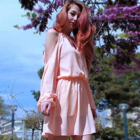 COLD SHOULDER HOLLOW OUT LONG SLEEVE CLUB DRESS