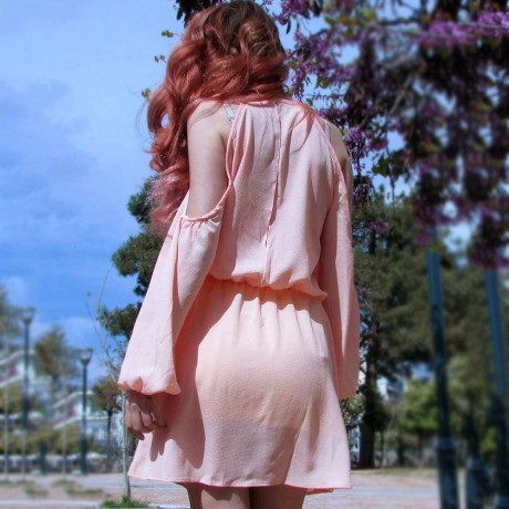 COLD SHOULDER HOLLOW OUT LONG SLEEVE CLUB DRESS