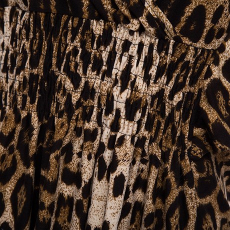 SIMPLE STYLE WOMEN'S PLUS SIZE BAT SLEEVE V NECK LEOPARD T-SHIRT