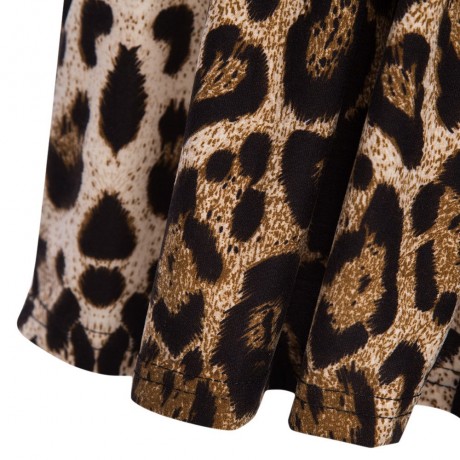 SIMPLE STYLE WOMEN'S PLUS SIZE BAT SLEEVE V NECK LEOPARD T-SHIRT