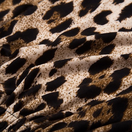 SIMPLE STYLE WOMEN'S PLUS SIZE BAT SLEEVE V NECK LEOPARD T-SHIRT