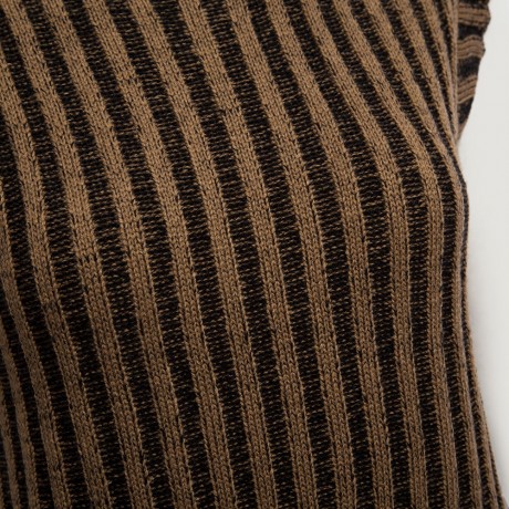 STYLISH TURTLENECK SLEEVELESS STRIPED SLIT KNITTED WOMEN'S SWEATER