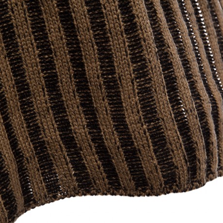 STYLISH TURTLENECK SLEEVELESS STRIPED SLIT KNITTED WOMEN'S SWEATER