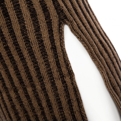 STYLISH TURTLENECK SLEEVELESS STRIPED SLIT KNITTED WOMEN'S SWEATER