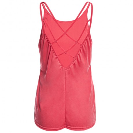 SEXY SPAGHETTI STRAP PURE COLOR CRISS-CROSS LOOSE-FITTING TANK TOP FOR WOMEN