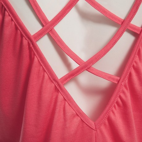 SEXY SPAGHETTI STRAP PURE COLOR CRISS-CROSS LOOSE-FITTING TANK TOP FOR WOMEN