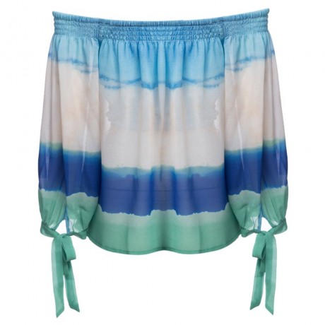 CHIC OFF THE SHOULDER 3/4 SLEEVE OMBRE BLOUSE FOR WOMEN