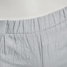CASUAL ELASTIC WAIST ZIPPER DESIGN SOLID COLOR SIGNATURE COTTON SHORT PANTS FOR WOMEN