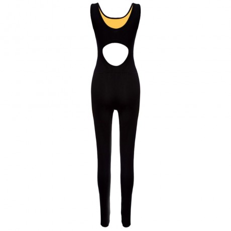 WOMEN'S BLOCK CUT OUT JUMPSUIT (YELLOW AND BLACK, SIZE S/M/L)
