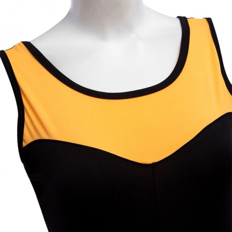 WOMEN'S BLOCK CUT OUT JUMPSUIT (YELLOW AND BLACK, SIZE S/M/L)