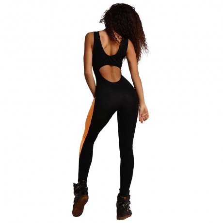 WOMEN'S BLOCK CUT OUT JUMPSUIT (YELLOW AND BLACK, SIZE S/M/L)
