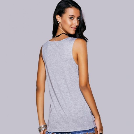 CASUAL SCOOP NECK PRINTED STUDDED TEE FOR WOMEN