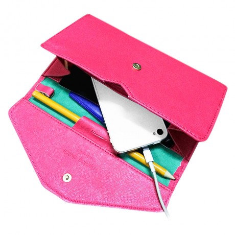 GUAPABIEN SOLID COLOR SNAP FASTENER CELL PHONE ENVELOPE CLUTCH WALLET