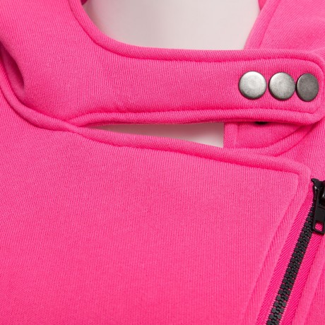 CASUAL TURN-DOWN COLLAR ZIPPER BUTTON DESIGN HOODIE FOR WOMEN