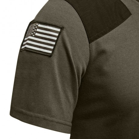 MALE OUTDOOR CAMOUFLAGE DESIGN BUTTON DECORATION SHOULDER BOARD CASUAL SHIRT