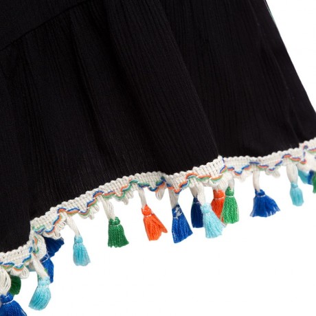 SWEET OFF THE SHOULDER FLARE SLEEVE RUFFLE TASSEL LOOSE T-SHIRT FOR WOMEN