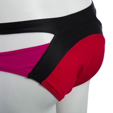 SEXY SPAGHETTI PUSH UP COLOR BLOCK LOW WAIST TWO PIECE SWIMWEAR FOR WOMEN