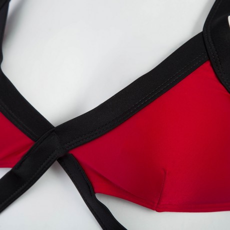 SEXY SPAGHETTI PUSH UP COLOR BLOCK LOW WAIST TWO PIECE SWIMWEAR FOR WOMEN