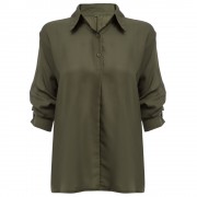 BOYFRIEND STYLE TURN DOWN COLLAR LOOSE CHIFFON BLOUSE FOR WOMEN