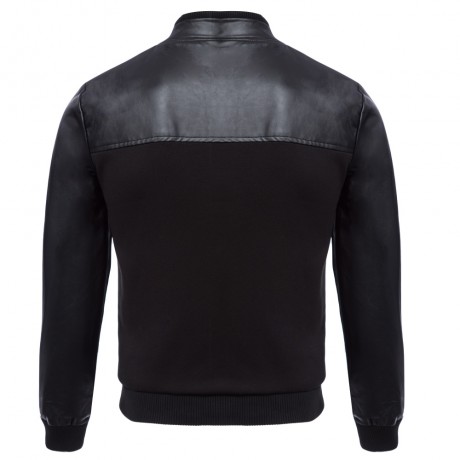 STYLISH PATCHWORK DESIGN SLIM FIT STAND COLLAR JACKET FOR MALE