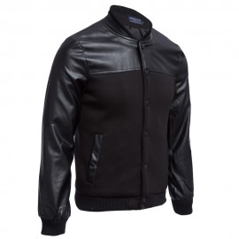 STYLISH PATCHWORK DESIGN SLIM FIT STAND COLLAR JACKET FOR MALE