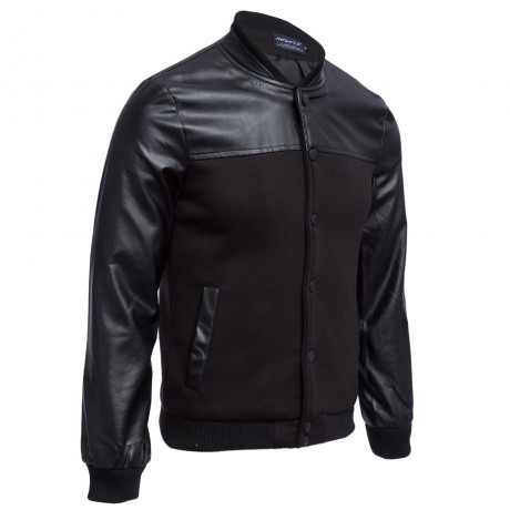 STYLISH PATCHWORK DESIGN SLIM FIT STAND COLLAR JACKET FOR MALE