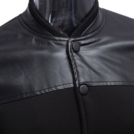 STYLISH PATCHWORK DESIGN SLIM FIT STAND COLLAR JACKET FOR MALE
