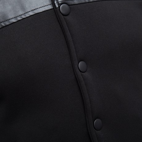 STYLISH PATCHWORK DESIGN SLIM FIT STAND COLLAR JACKET FOR MALE