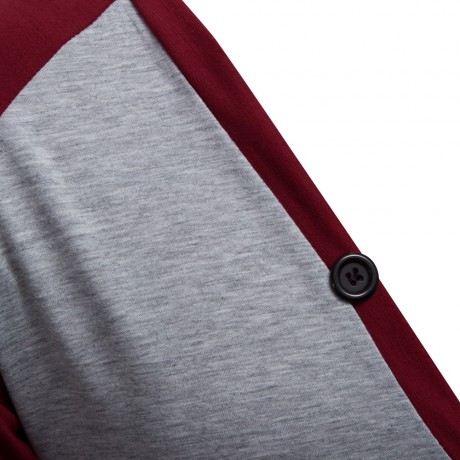 CASUAL PATCHWORK V NECK MALE LONG SLEEVE SHIRT