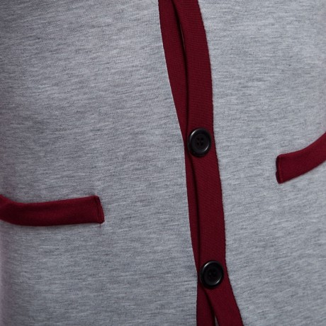 CASUAL PATCHWORK V NECK MALE LONG SLEEVE SHIRT